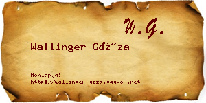 Wallinger Géza névjegykártya